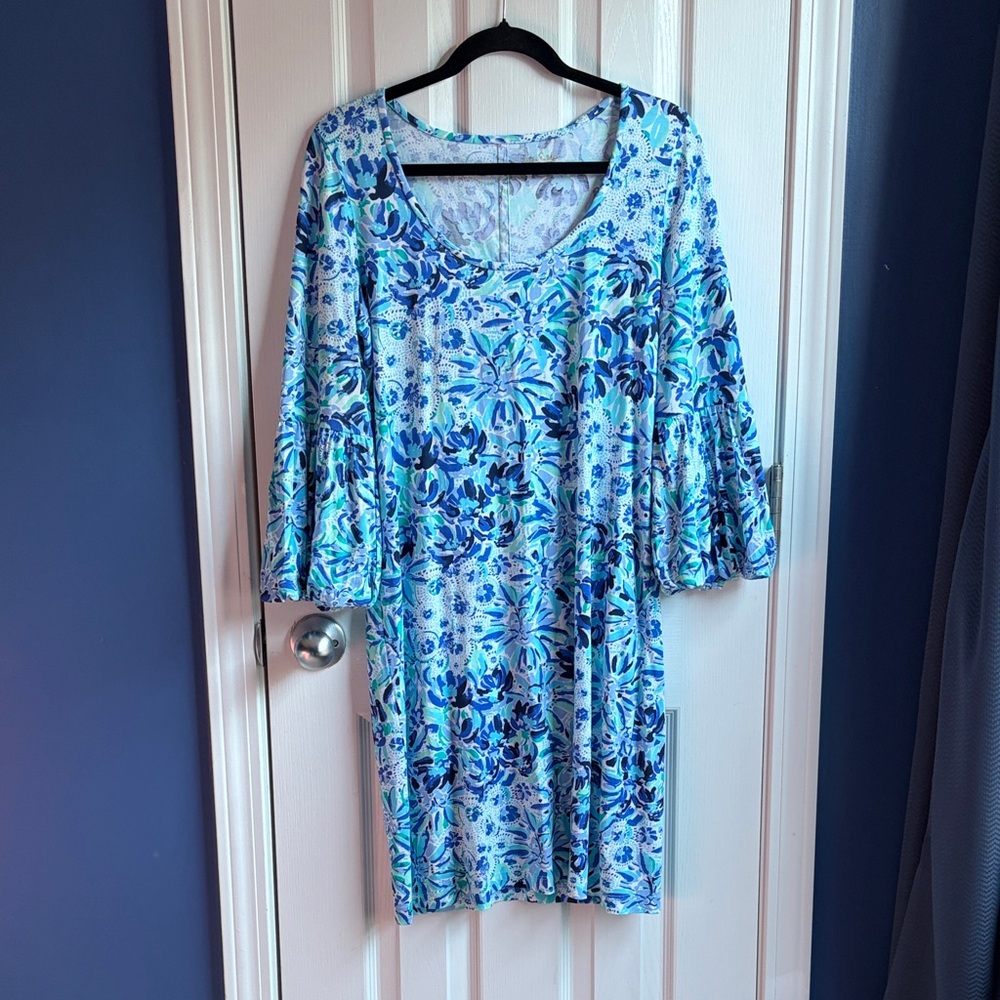 LIKE NEW Lilly Pulitzer Carlie Shift Dress Iris Blue High Maintenance Print M